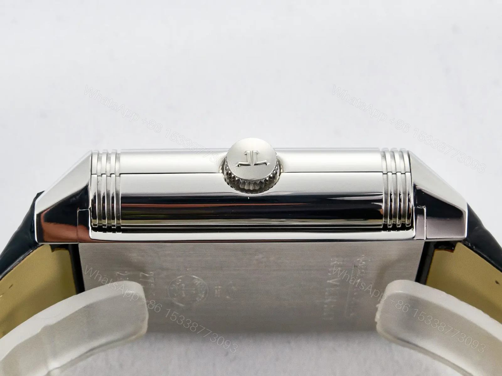 View 26 of Reverso Classic Duoface Small Seconds SS MGF Best Edition White Guilloché Dial on Black Leather Strap A854A