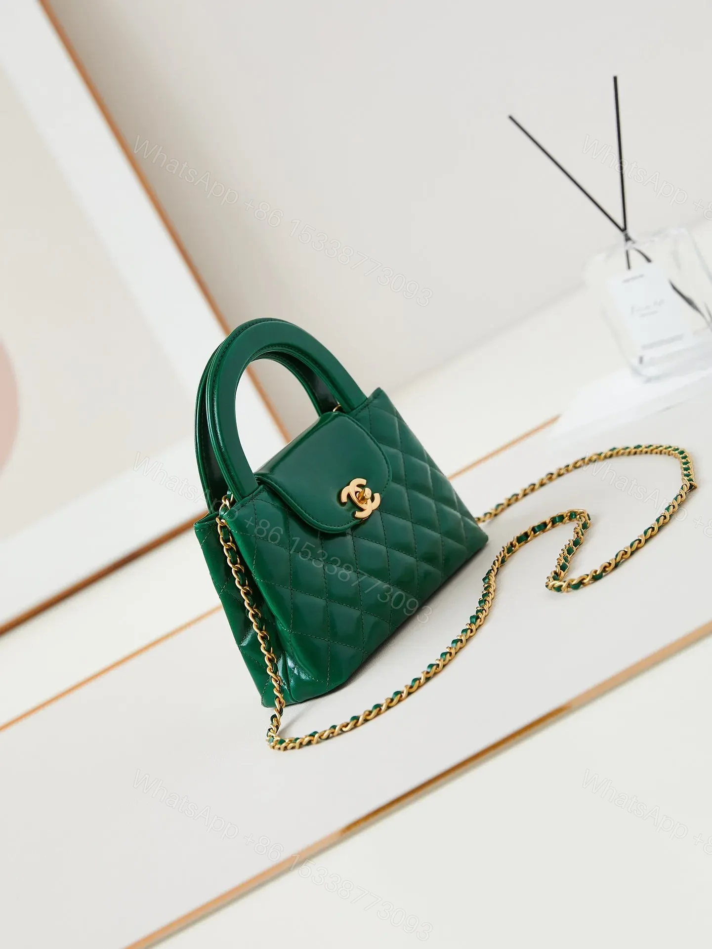 View 4 of CHANEL KELLY MINI 19 BAG IN GREEN FOREST CALFSKIN