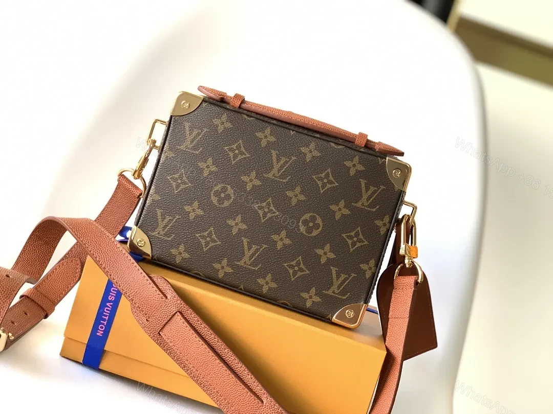 View 4 of Compact Monogram Crossbody with Striped Leather Accents
