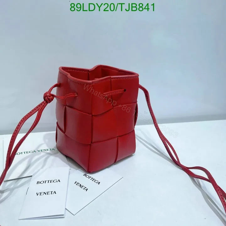 View 4 of Bottega Veneta Red Cassette Bucket Shoulder Bag LK7475