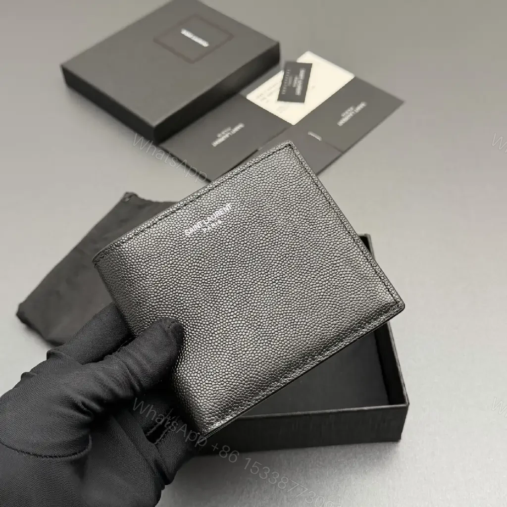 View 6 of Compact Black Pebble Leather Wallet: Minimal Luxury Style