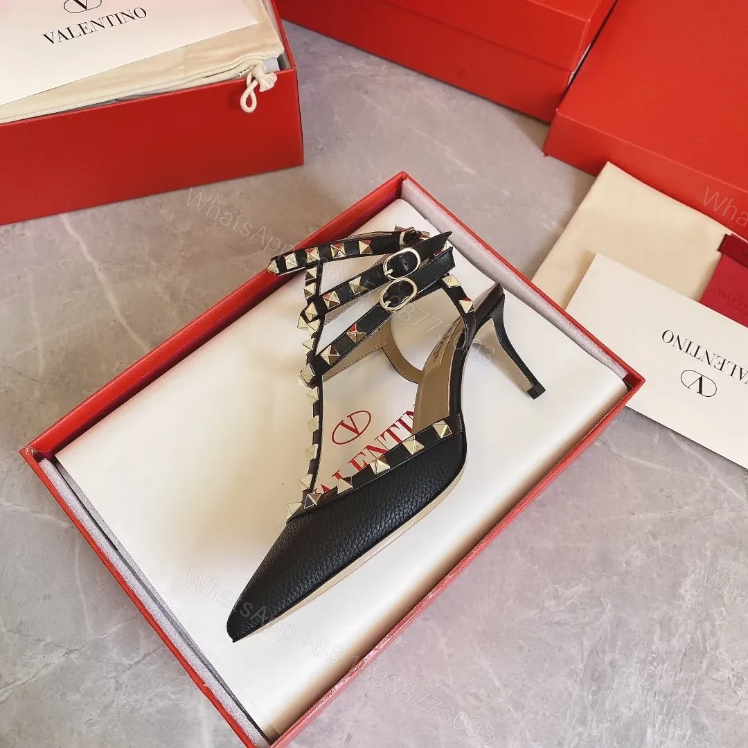 View 5 of Valentino Women Black Leather Studded Pumps