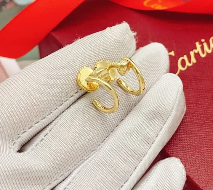 View 2 of Cartier Juste un Clou Full Pavé Hoop Earrings Gold