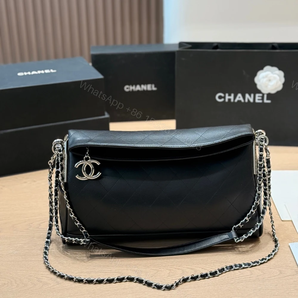 View 2 of Chanel Ultimate Soft Hobo Bag Silver Hardware Black 38Cm
