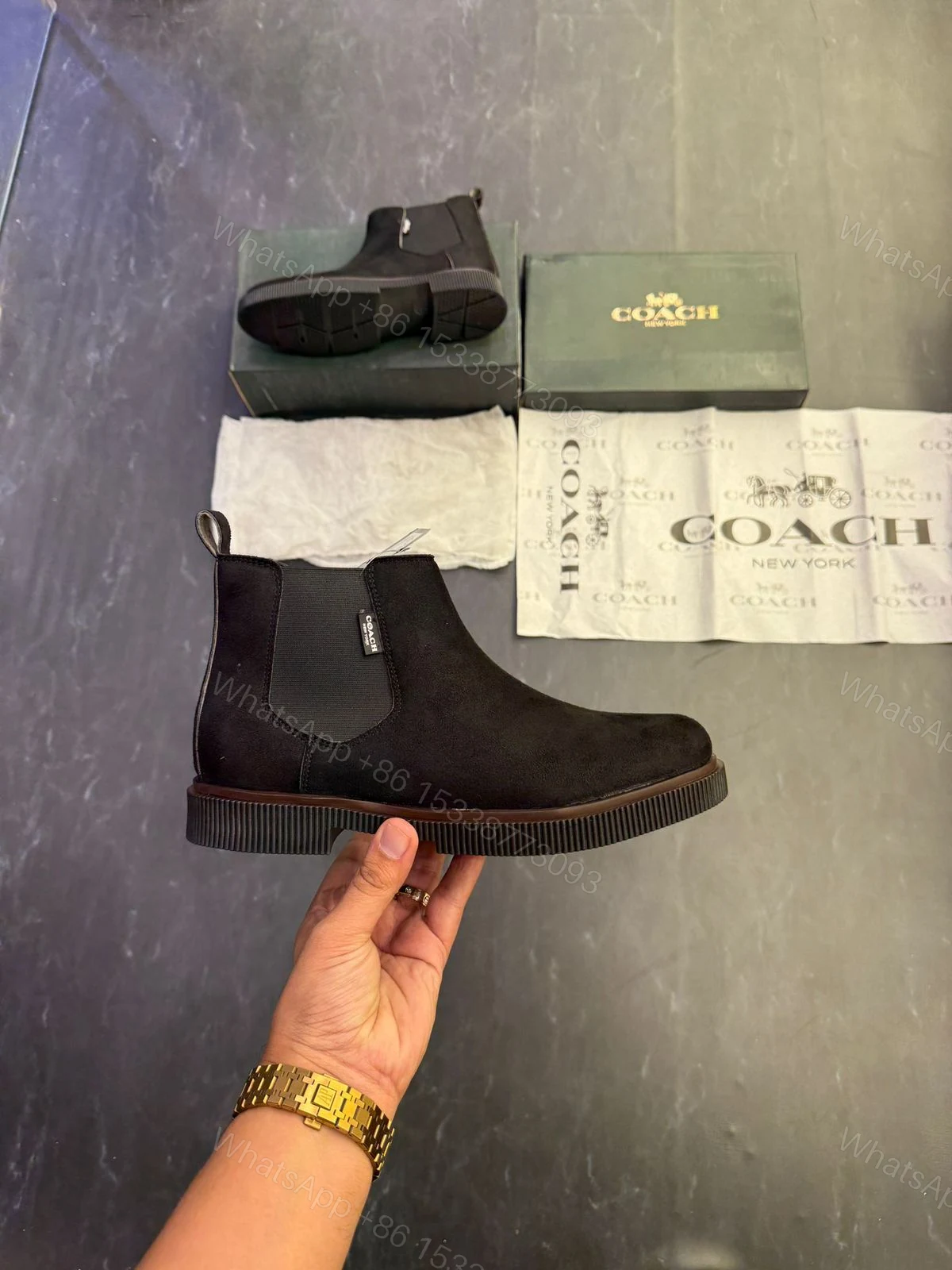 View 2 of First Copy COACH Suede Chelsea Boots