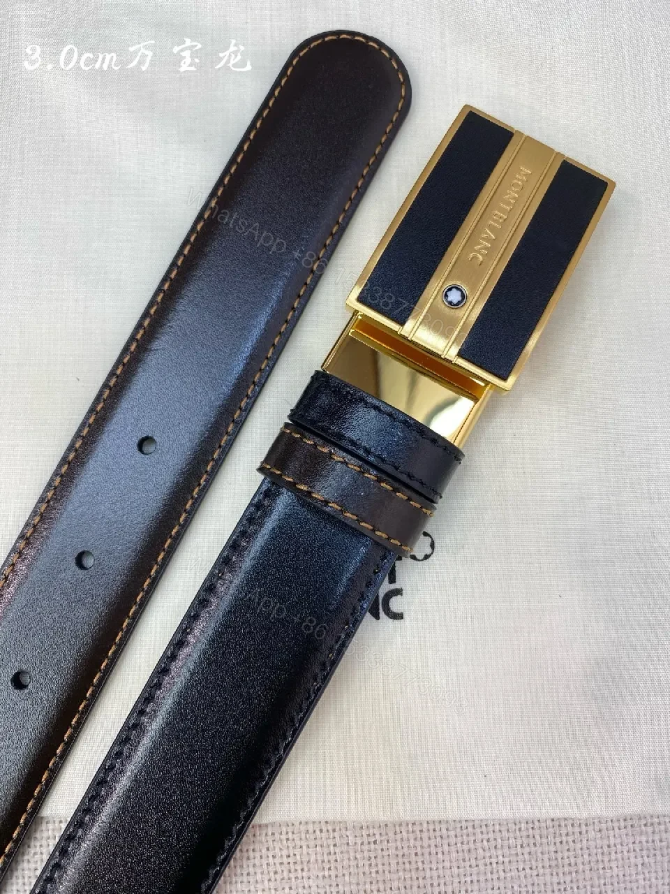 View 5 of Gold-Tone Buckle Leather Belt for Versatile Luxury Style