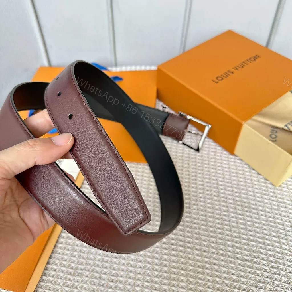 View 4 of Two-Tone Leather Belt with Geometric Buckle - Everyday Luxury