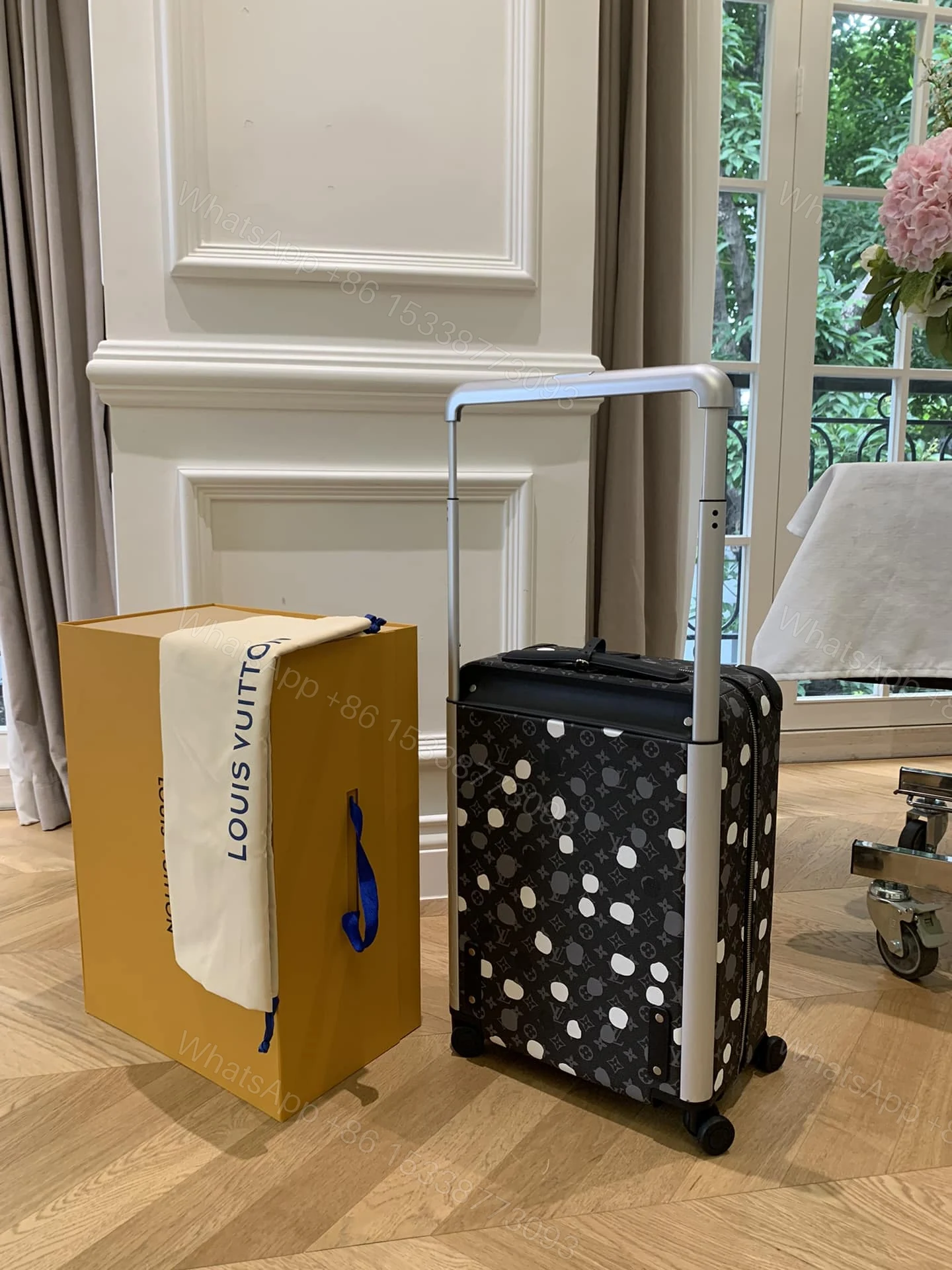 View 7 of Louis Vuitton X Yayoi Kusama Horizon 55 Suitcase Grained Leather Black 55Cm