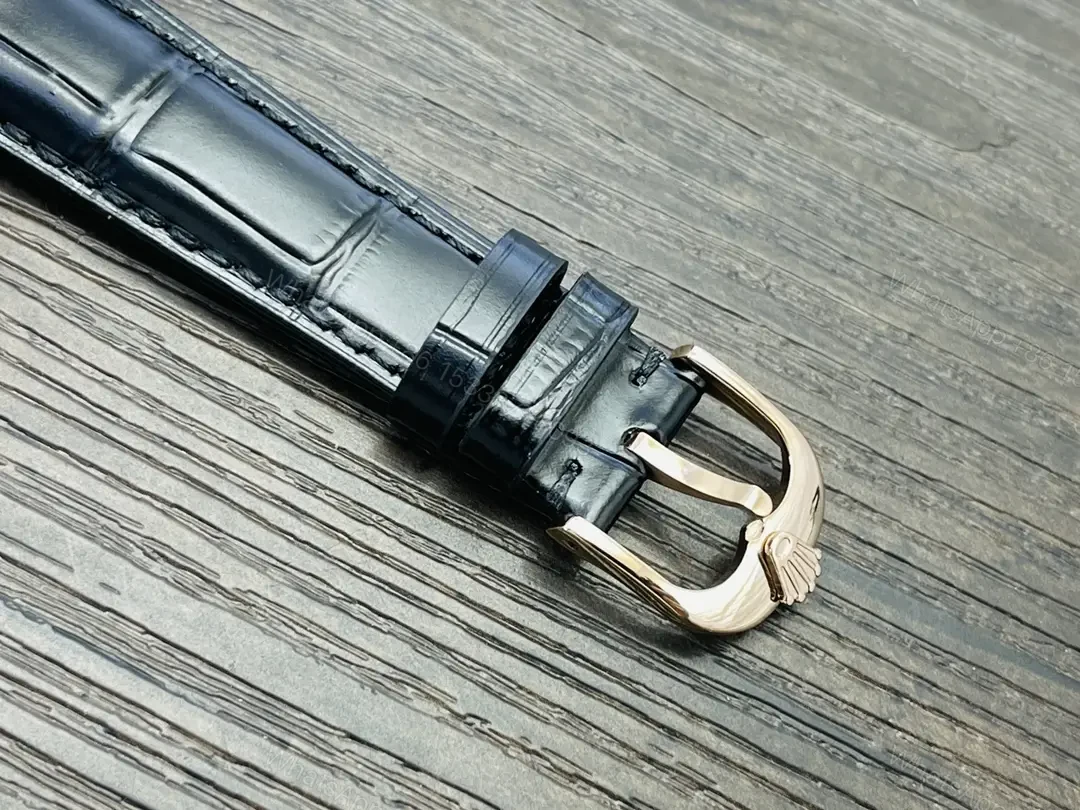 View 9 of Rolex Cellini Date 50515 39mm Everose Black Alligator Strap Watch 50515-0011