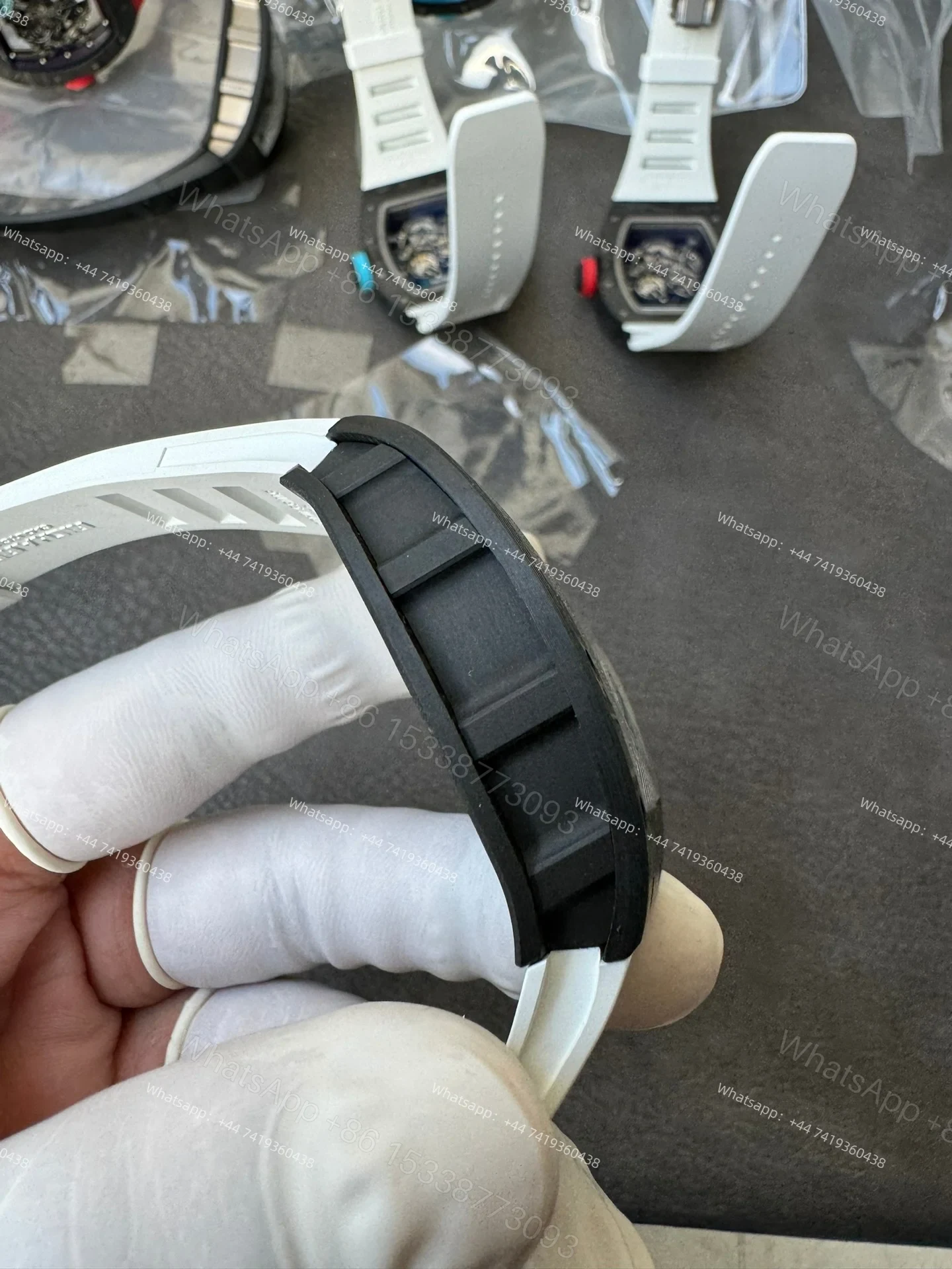View 10 of Super Clone Richard Mille RM 055 Carbon TPT White Rubber Strap 1:1 Replica Watch