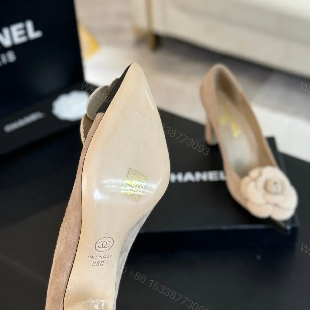 View 9 of Refined Lace-Flower Chanel-Style Pointed-Toe Pumps