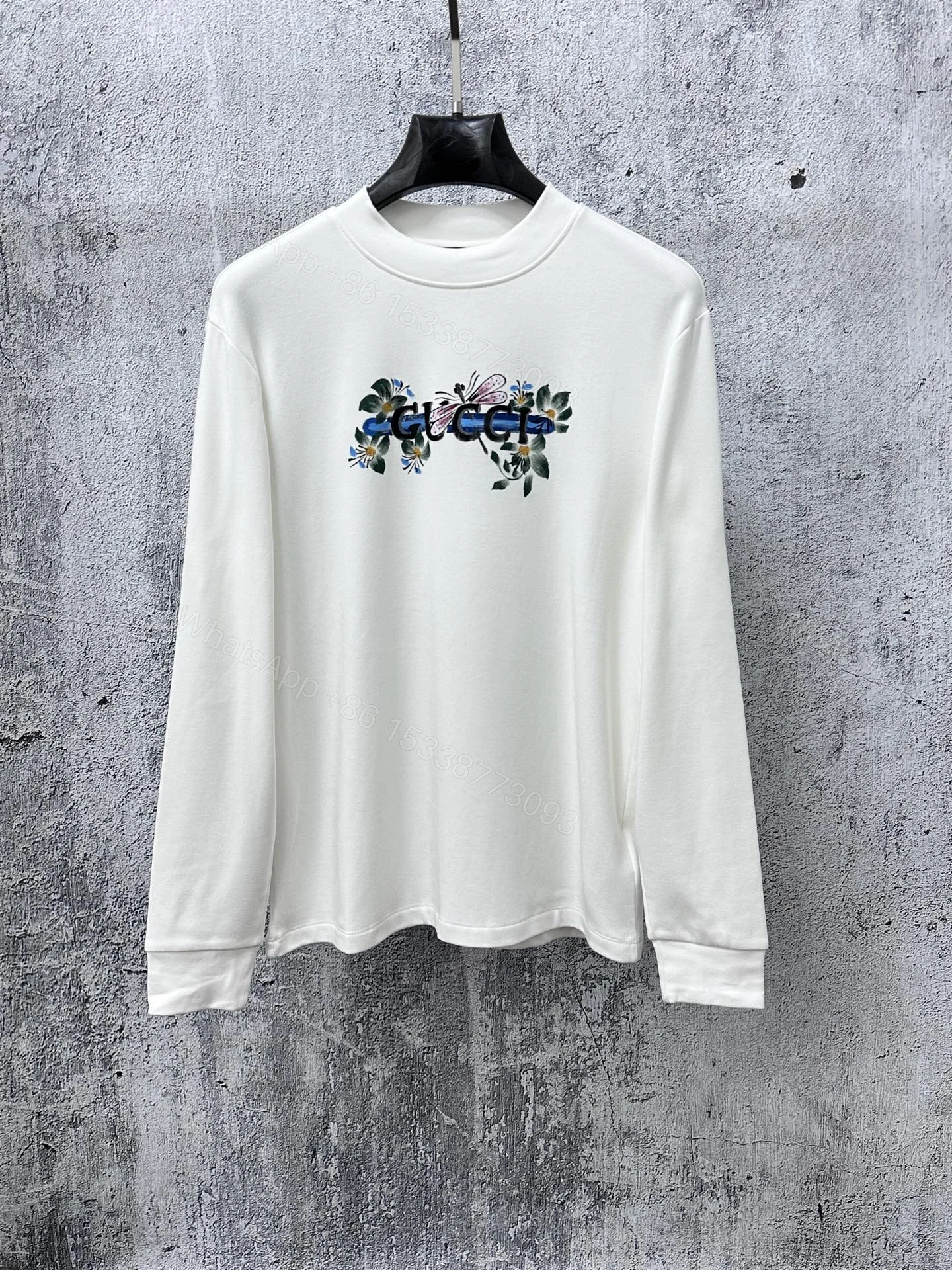Gucci A貨白色長袖T恤 花卉刺繡LOGO設計 優雅實穿款 — view 1