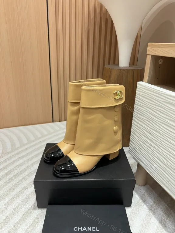 View 7 of Two-Tone Camel & Black Ankle Boots â€“ Modern Luxe Comfort