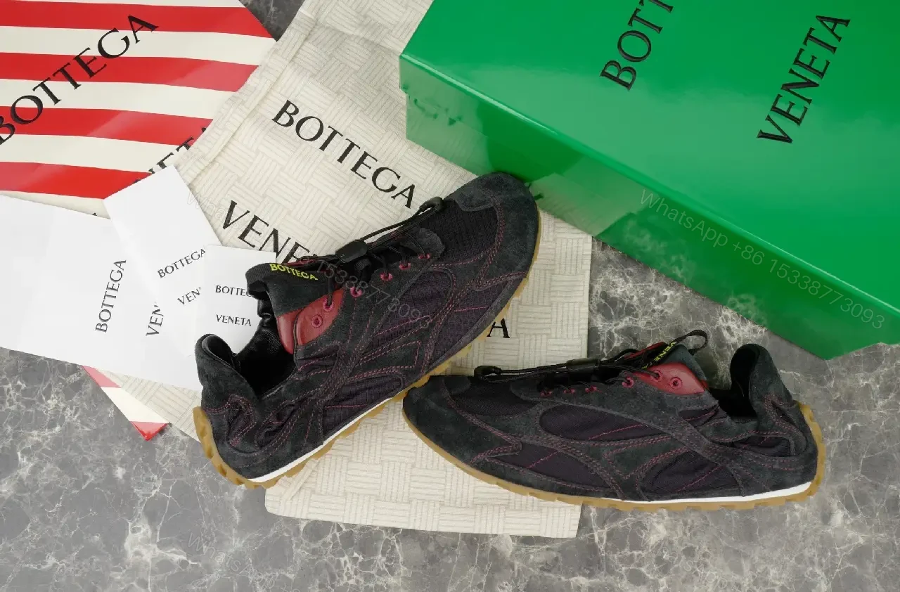 View 3 of Bold Contrast Panels Suede Knit Sneaker: All-Terrain Comfort
