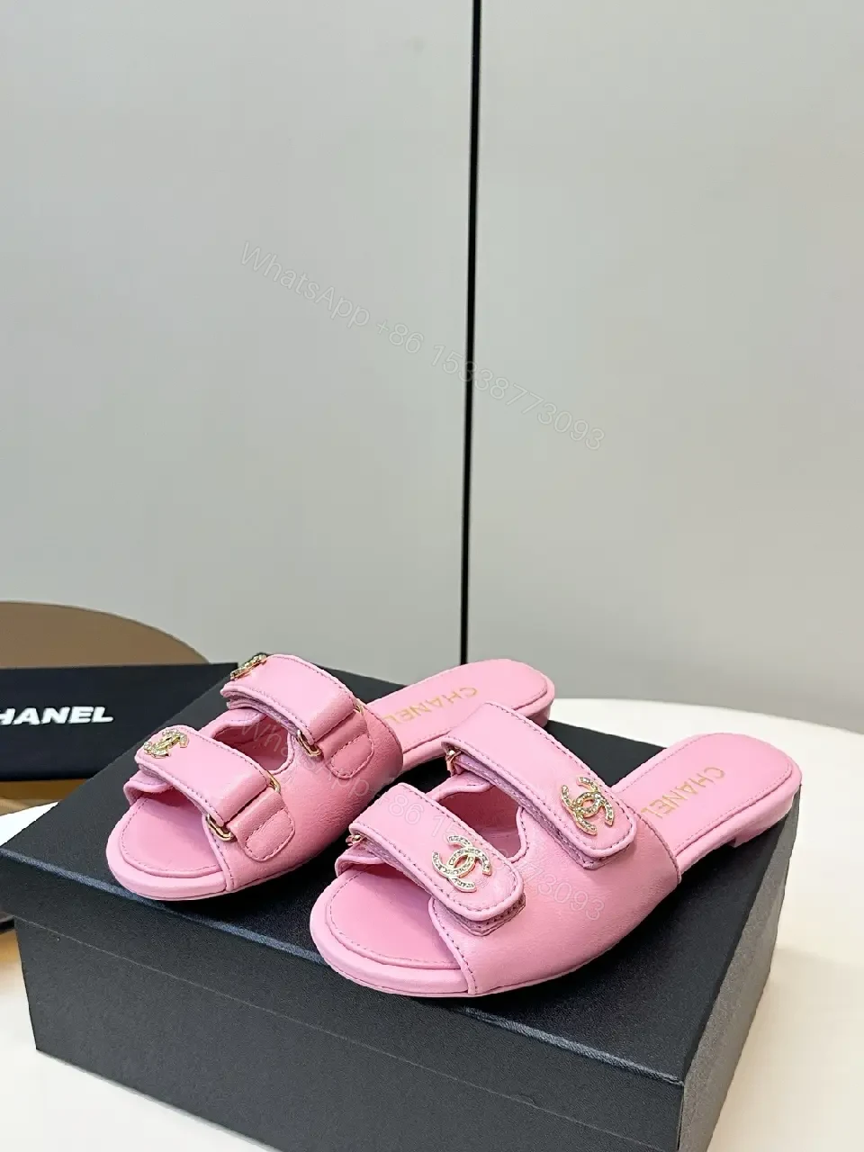 View 8 of Pink Leather Slides + Gold Hardware + Luxe-Chic + All-Day Comfort + Slides