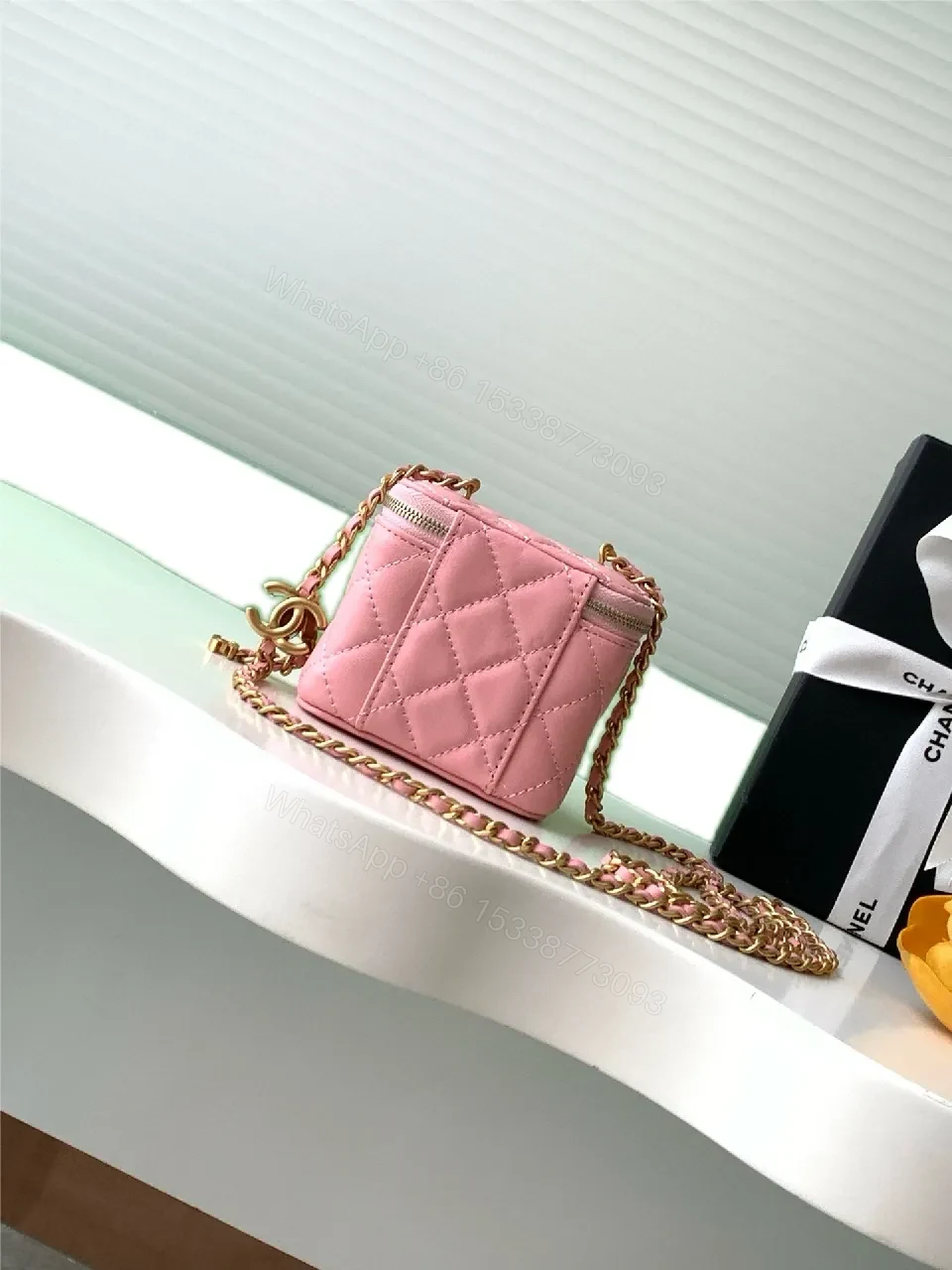 View 9 of Pink Quilted Camera Bag — Gold Hardware, Luxe Mini Satchel