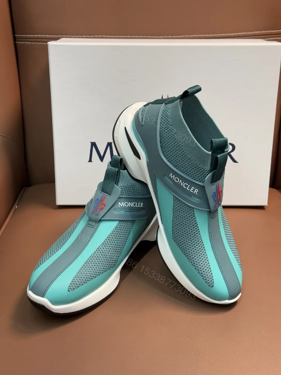 View 8 of Teal Knit High-Top Sneakers: Luxe Slip-On Comfort