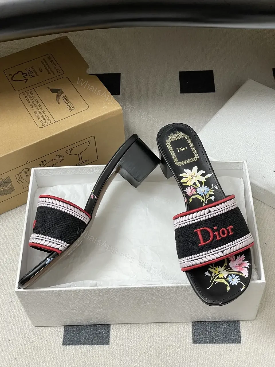 View 3 of Embroidered Slip-Ons with Bold Branding Sandals