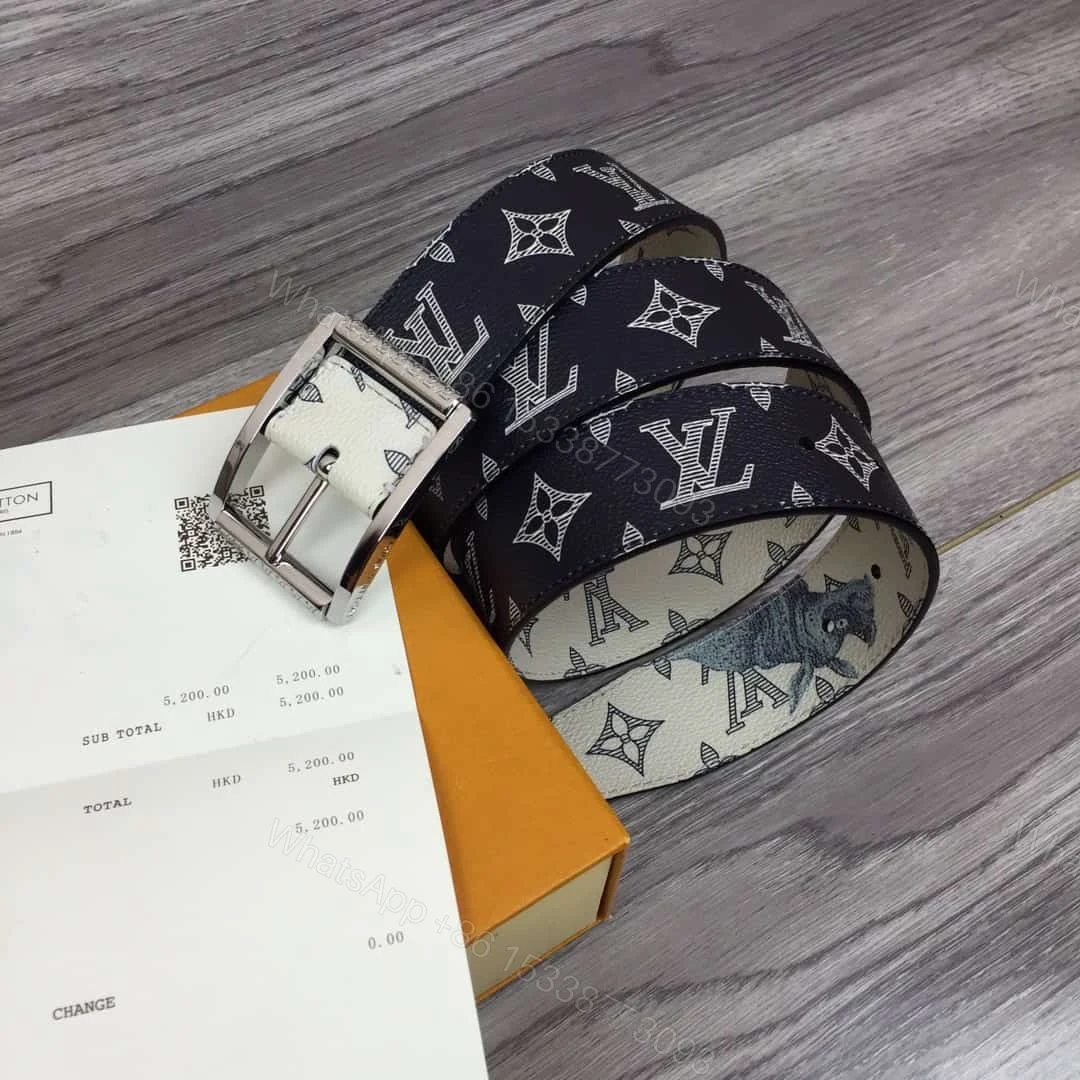 View 4 of LOUIS VUITTON WHITE/BLUE MONOGRAM SA.VANE CANVAS CHAP.MAN BROTHERS RE.VERSO BELT – B101