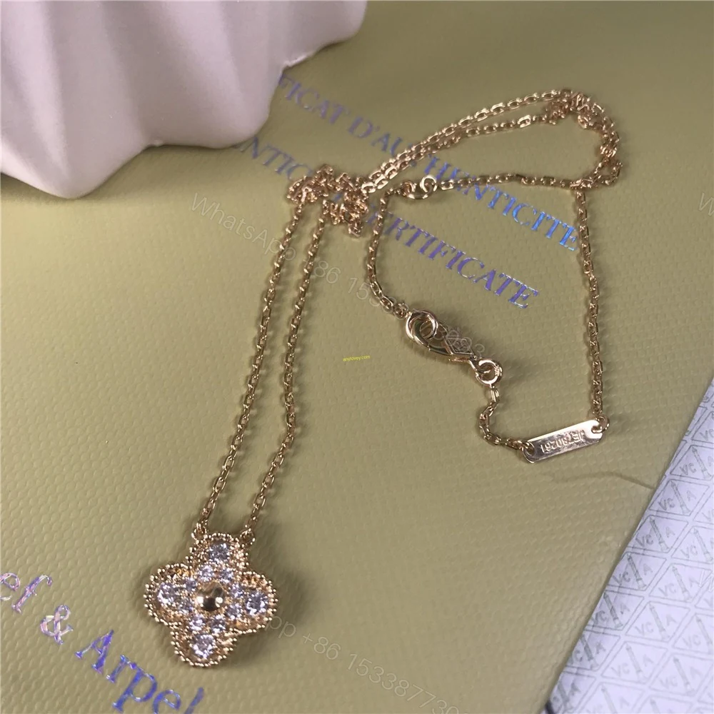 View 2 of VCA Vintage Alhambra Pendant Necklace Yellow Gold Diamonds
