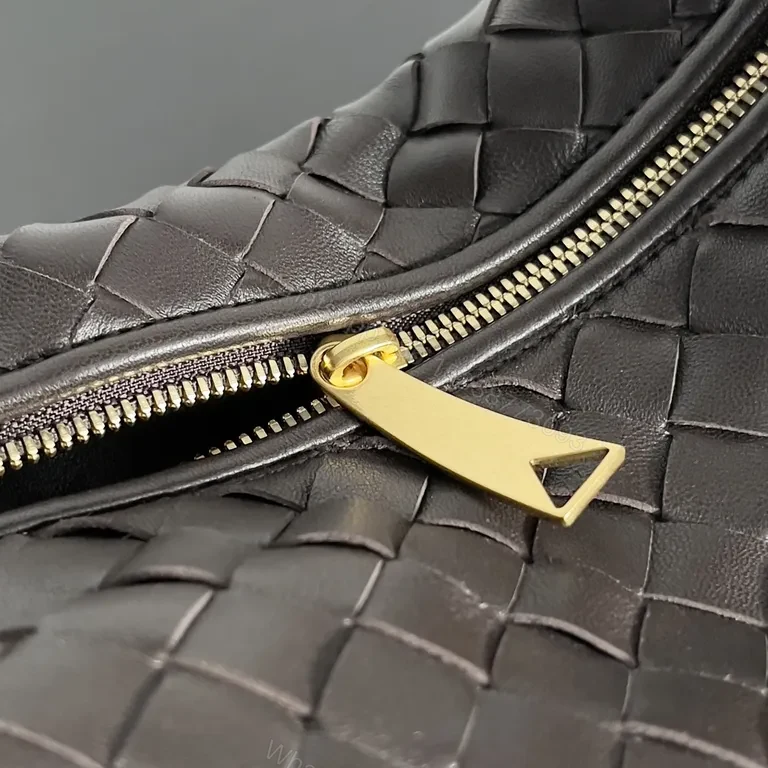 View 8 of Taupe Woven Leather Knotted Handbag â€“ Structured Luxury Bag