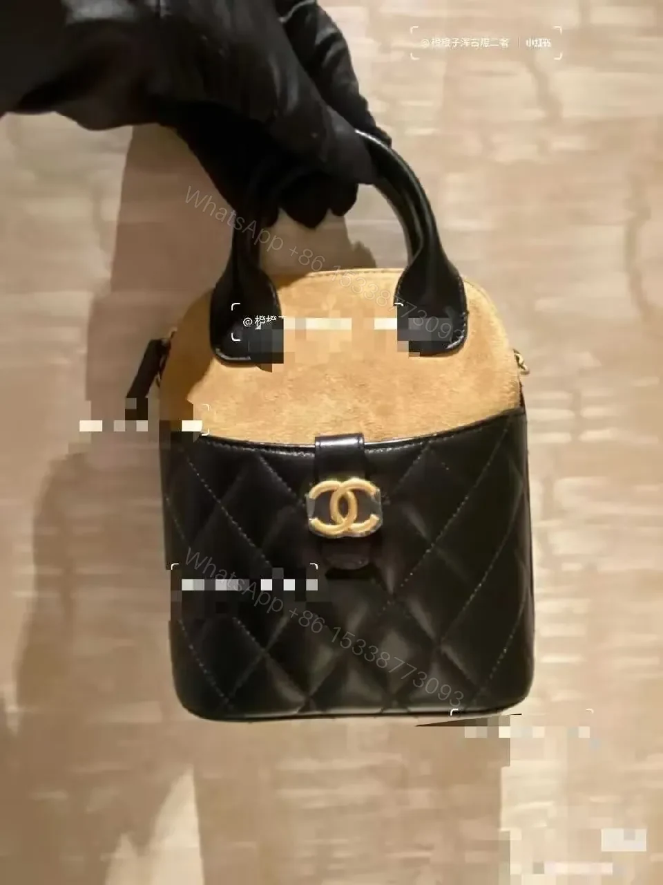 Quilted Mini Bag with Suede Lid, Gold Hardware, Chic Street Style — view 1