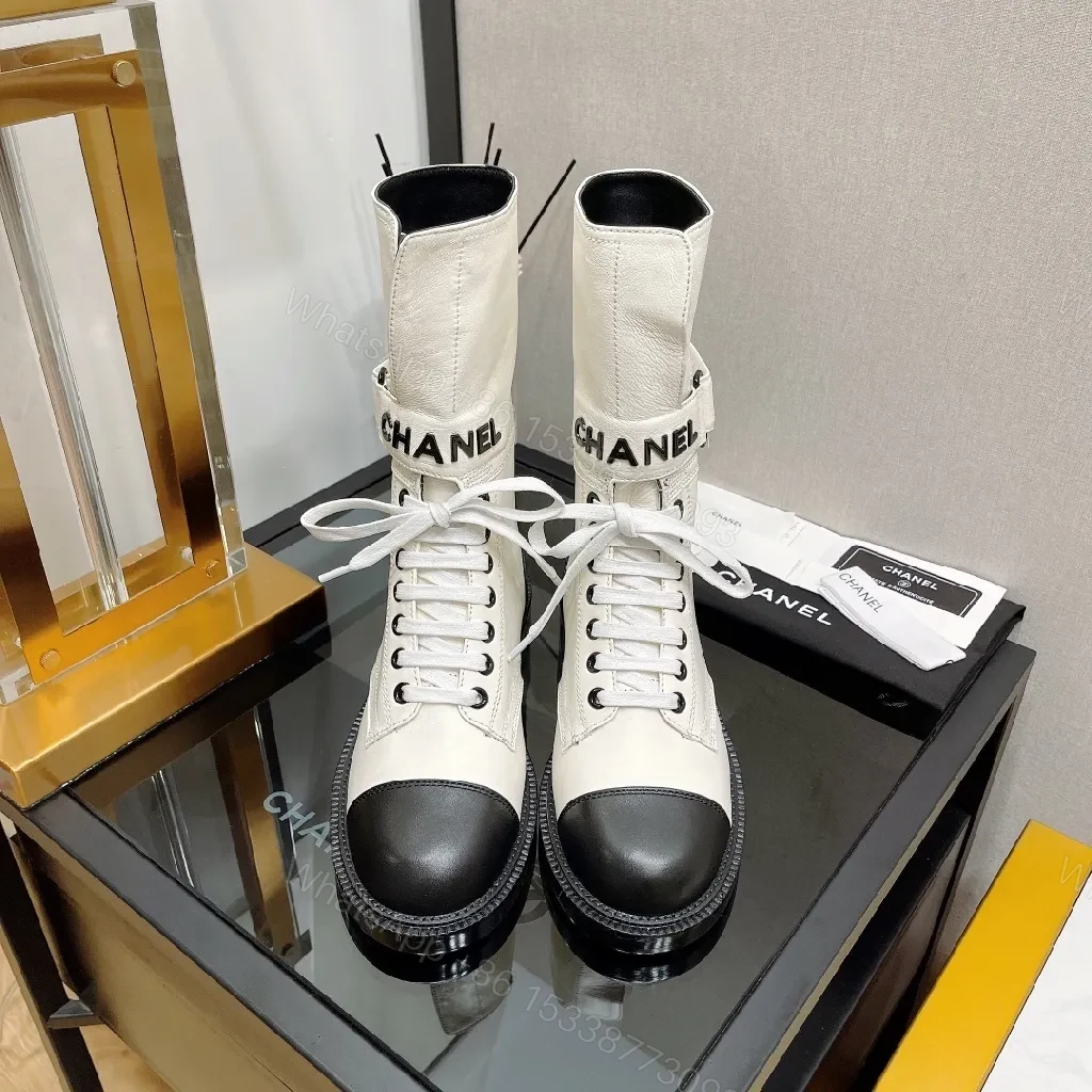 View 9 of Monochrome Leather Combat Boots with Signature Strap