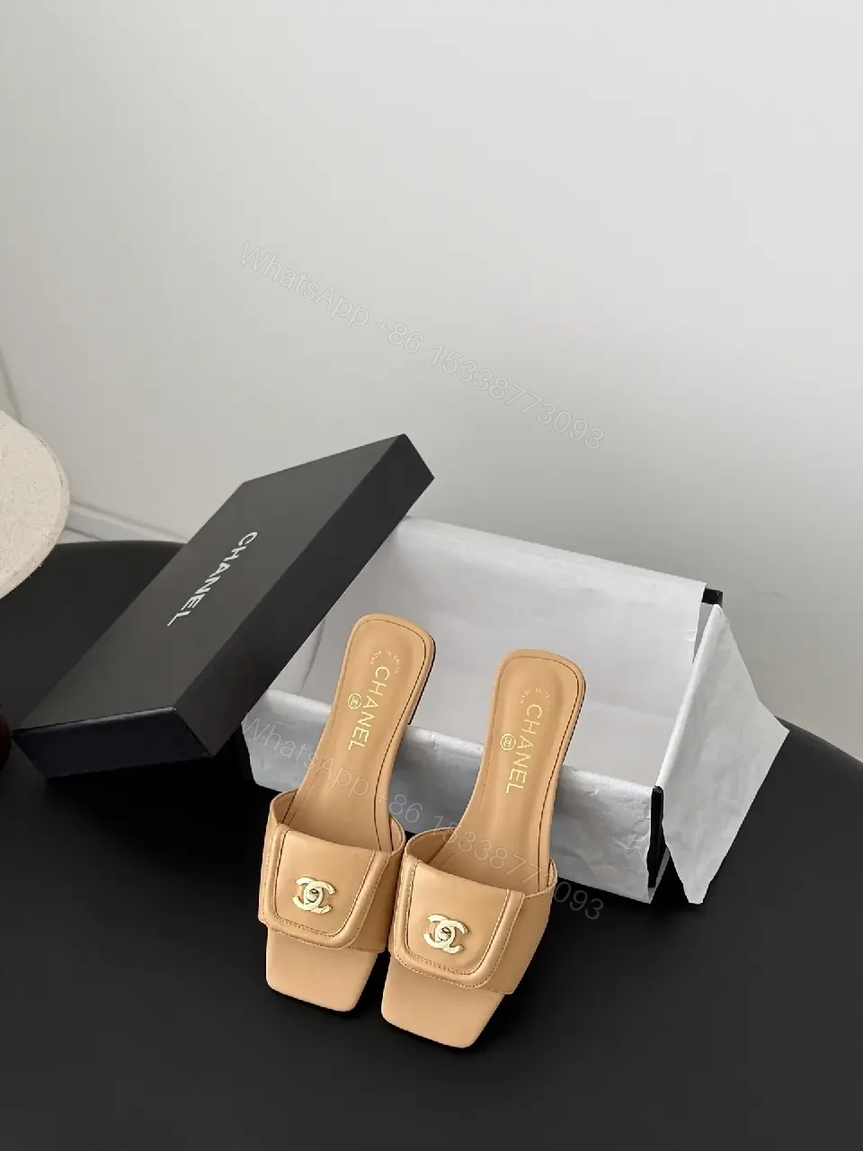View 10 of Beige Leather Block-Heel Sandals, Minimalist Luxe Style