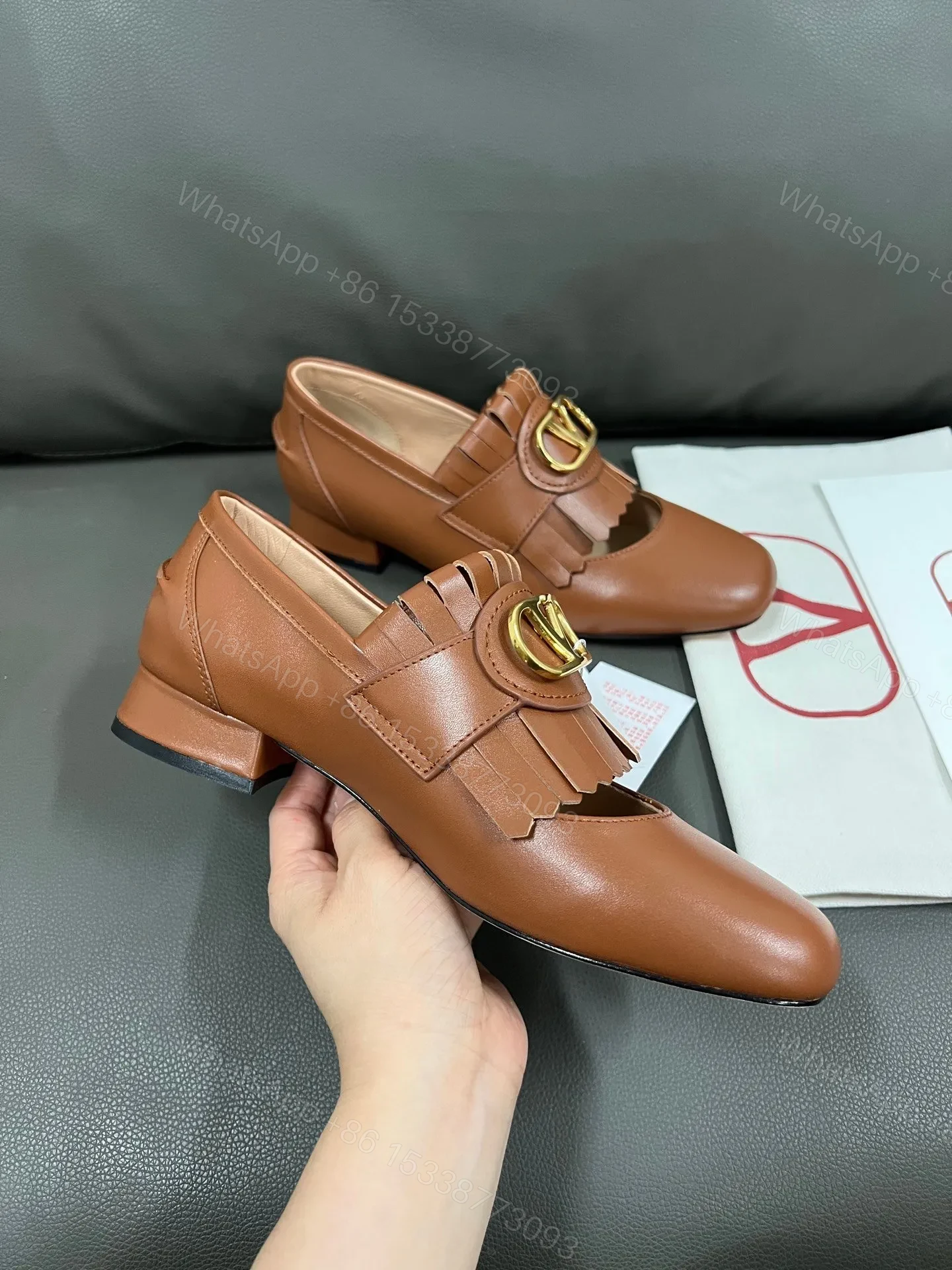 View 6 of Valentino Women Brown Leather Loafers