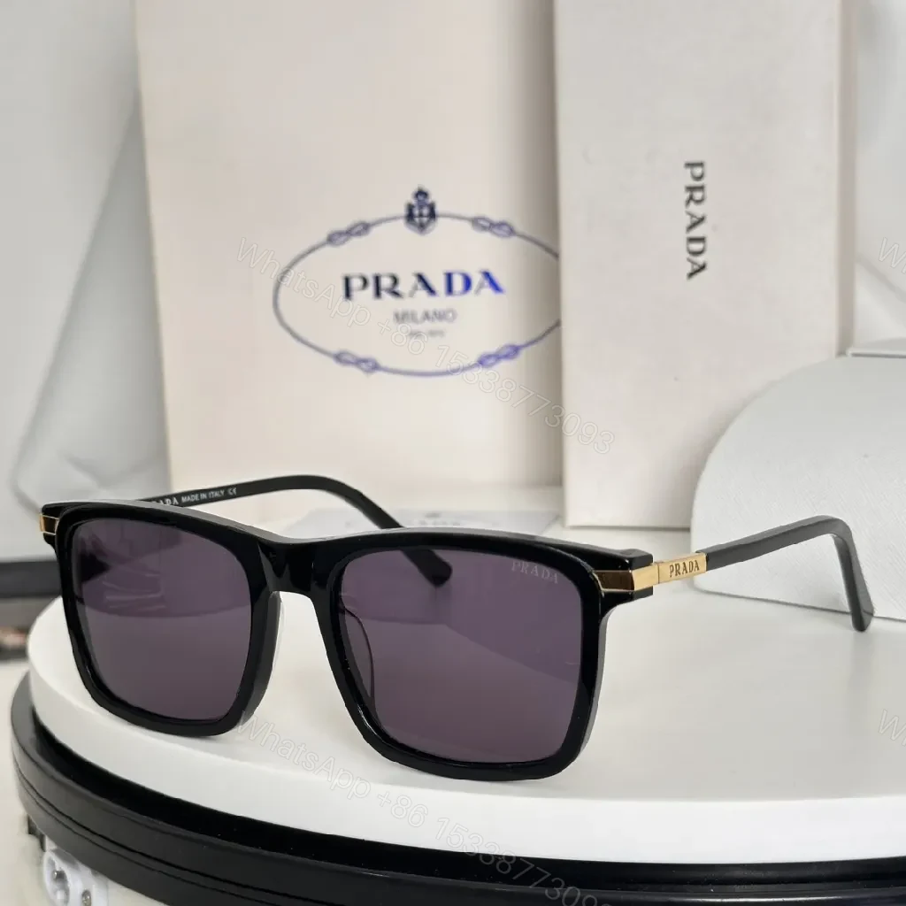 View 9 of Bold Black Acetate Sunglasses: Modern Square, Gradient Lenses