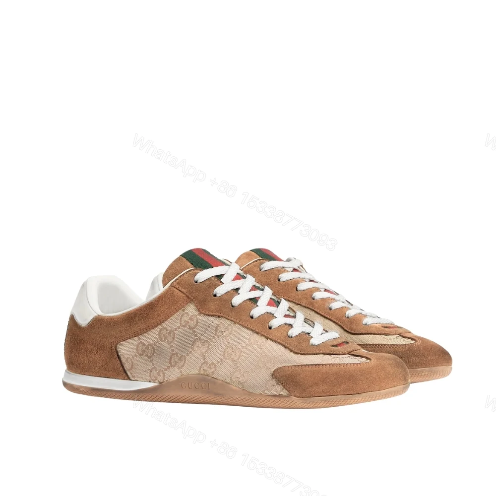 Gucci Men Shift Trainers Beige And Dark Brown — view 1