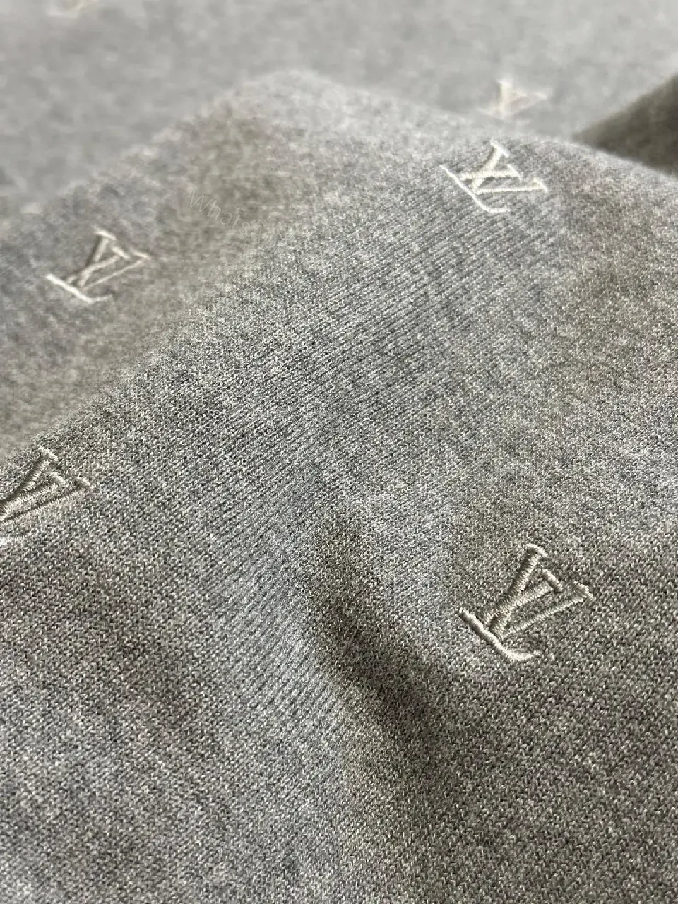 View 10 of Gray Knit Crewneck Monogram Luxury Sweater-Dress Hybrid