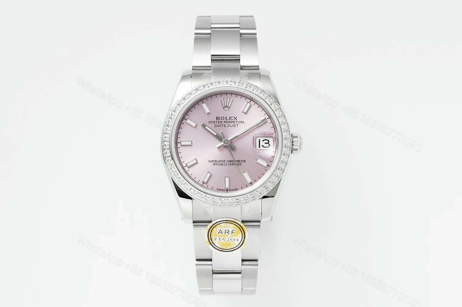 Stunning Rolex Datejust 31 Pink Diamond replica 31MM Oyster Bracelet Edition RG-DATEJUST31-PINK-DIAMOND-OYSTER-31 — view 1