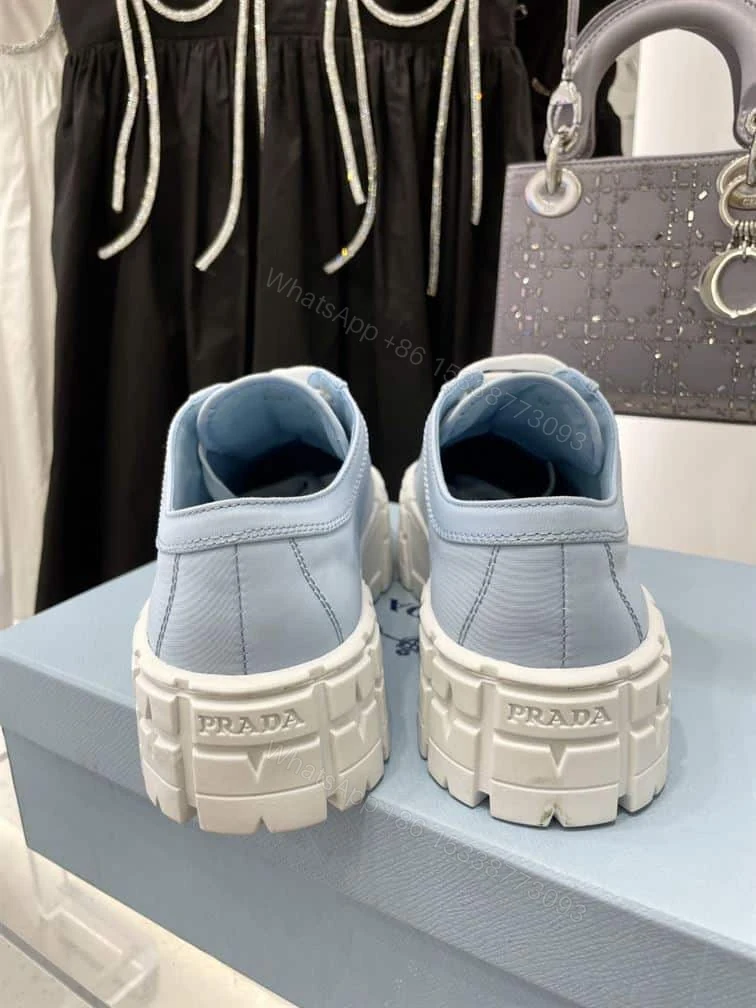 View 9 of PRADA DOUBLE WHEEL RE-NYLON GABARDINE SNEAKERS LIGHT BLUE – PRD085