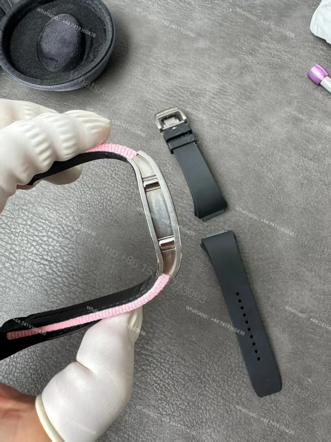 View 11 of Super Clone Richard Mille RM 67-01 Titanium Skeleton Pink Velcro Strap