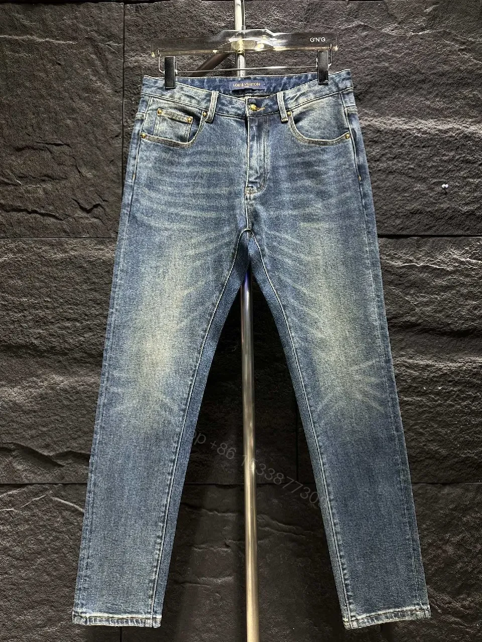 View 3 of Indigo Denim Patch Jeans: Distressed City-Luxe Style