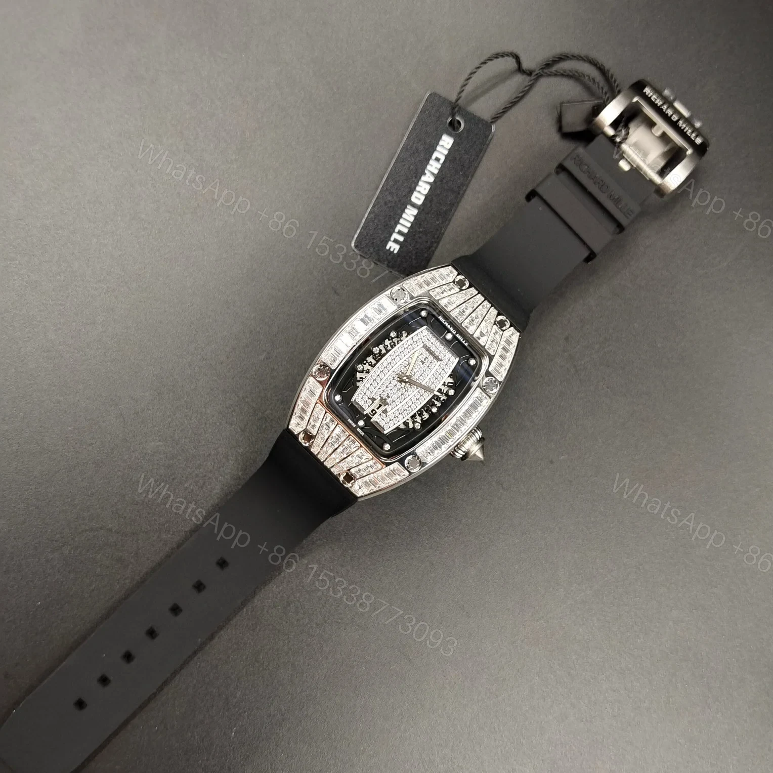 View 9 of Richard Mille RM007 Diamond Crown Ladies Watch Automatic Skeleton Diamond Dial Curved Bezel Premium Edition RM-RM007-DIA-LADY-AUTO