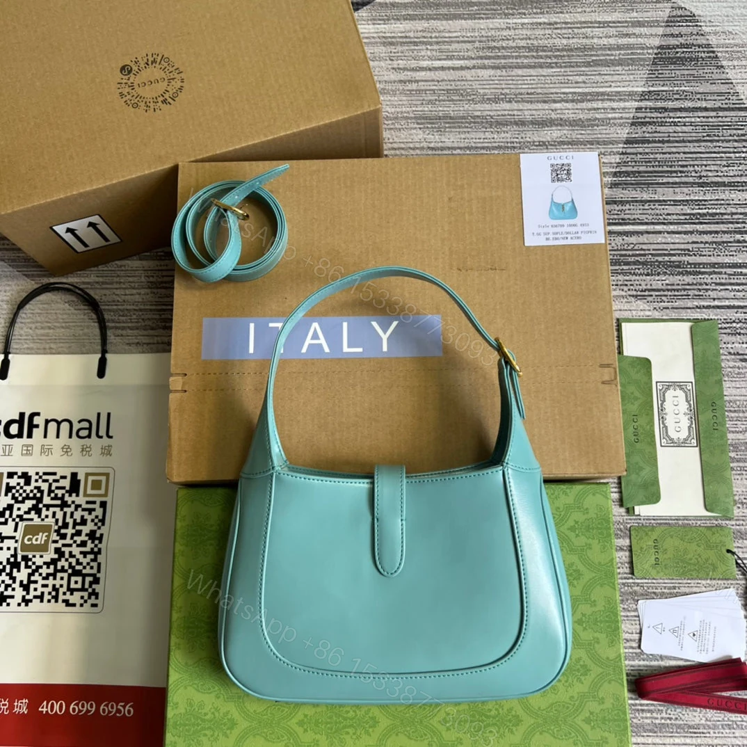 View 3 of GG JACKIE SMALL 28 SHOULDER BAG IN BLUE PASTEL CALFSKIN