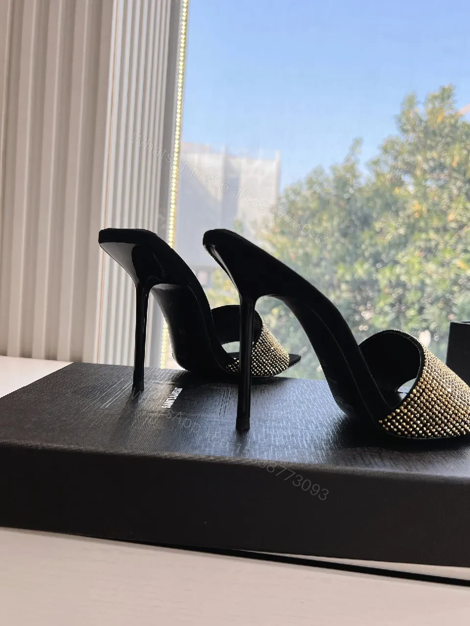 View 7 of Saint Laurent Rhinestone Strap Sandals - Modern Luxury, Open-Toe