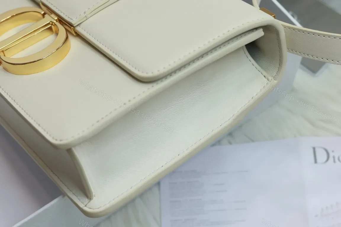 View 5 of White Leatherette Shoulder Bag: Gold Accent, Compact Luxury