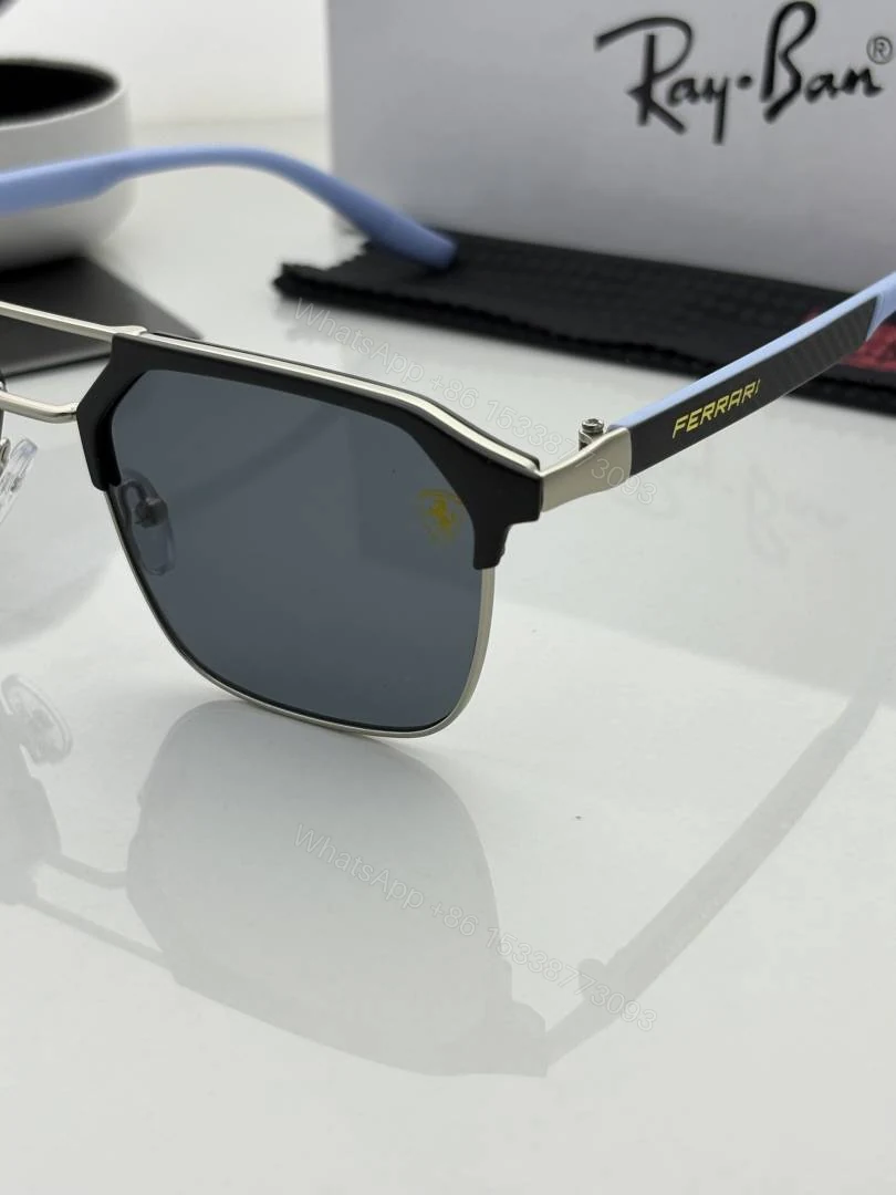 View 3 of First Copy RayBan 04 Silver Blue Black Sunglasses