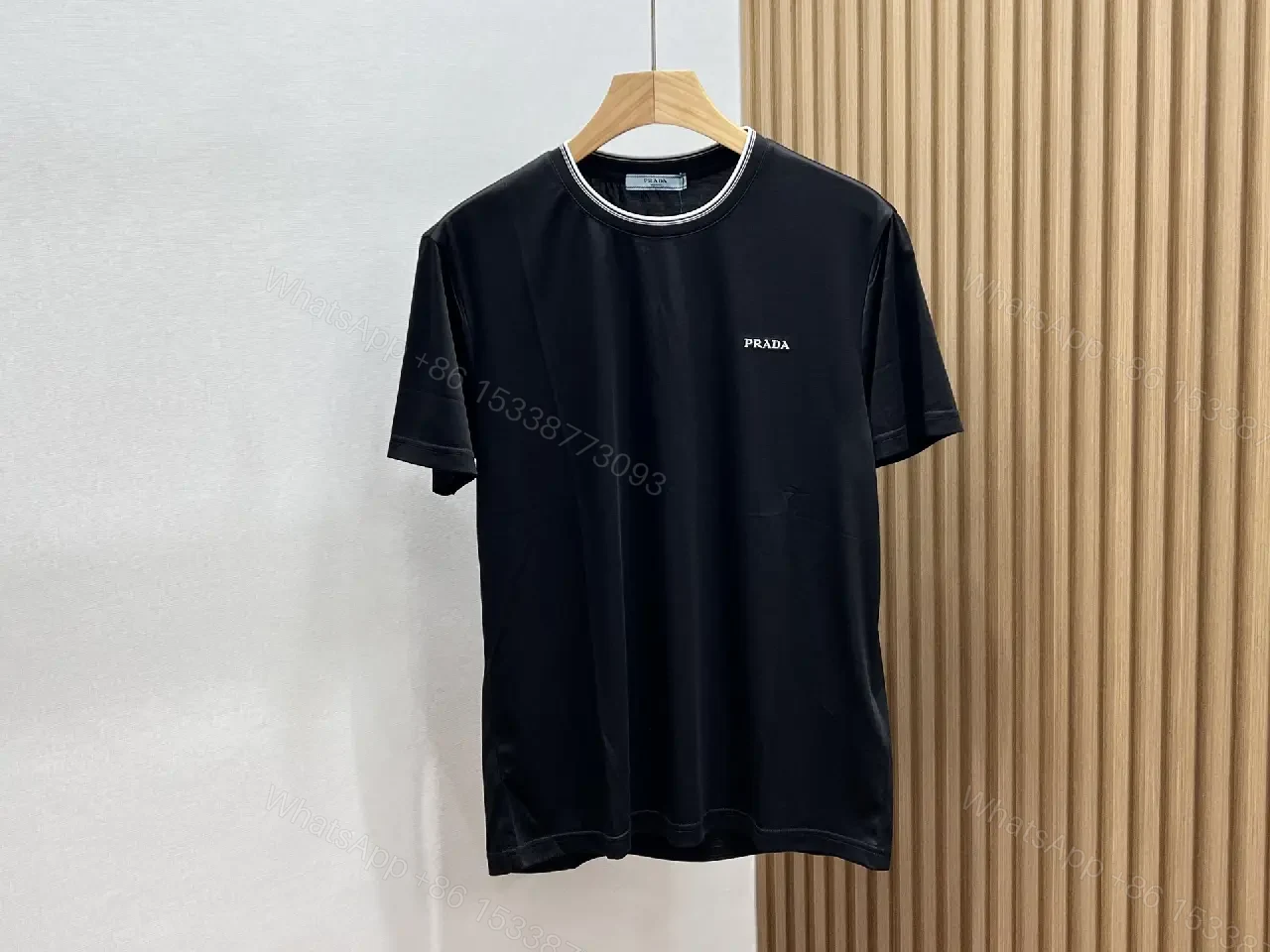 View 2 of Black Cotton T-Shirt Modern Minimalist Prada Tee