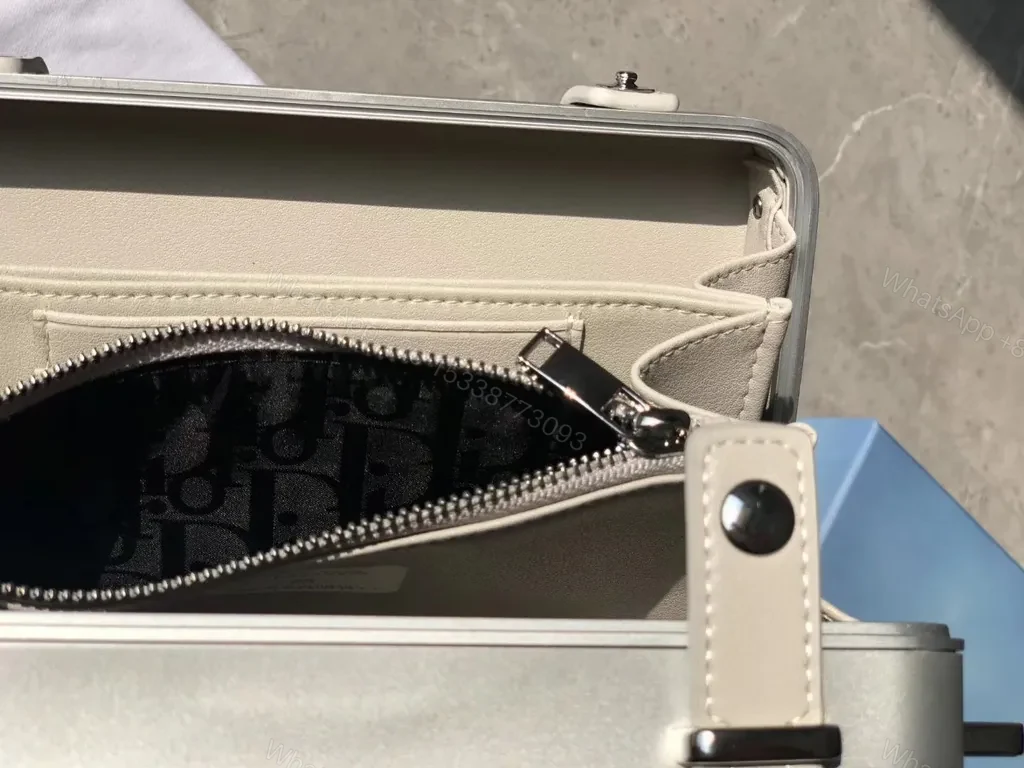 View 4 of Metallic Ribbed Crossbody: Dior-Branded Compact Case - 60 chars max