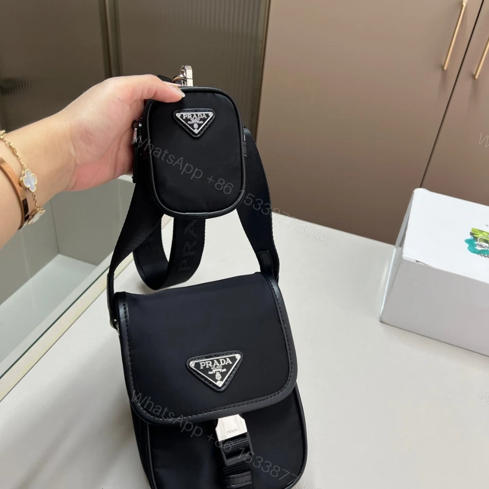 View 7 of PRADA RE NYLON AND SAFFIANO SHOULDER BAG BLACK 17CM