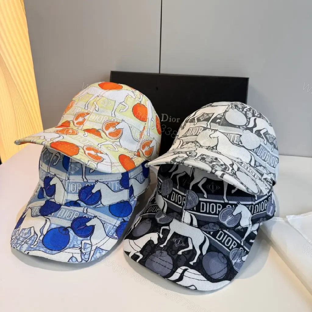 View 6 of White Cap Baseball DIOR Cartoon Print ComfortFit Cap