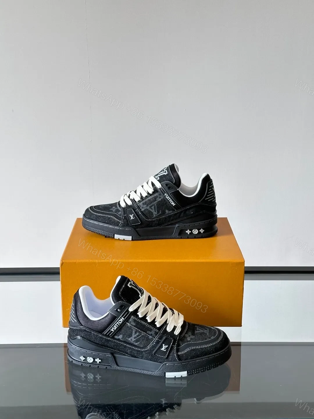 View 4 of LV Men Black Suede Sneakers