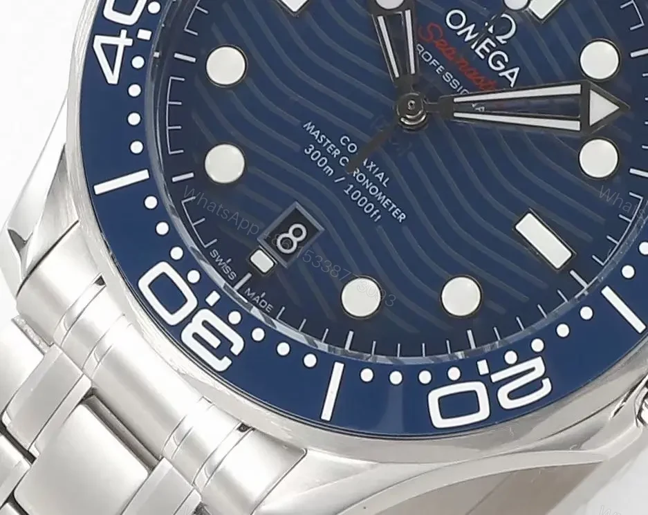 View 5 of Omega Seamaster Diver 300M Co-Axial Master Chronometer 42mm Stainless Steel Watch with Blue Ceramic Bezel and Dial