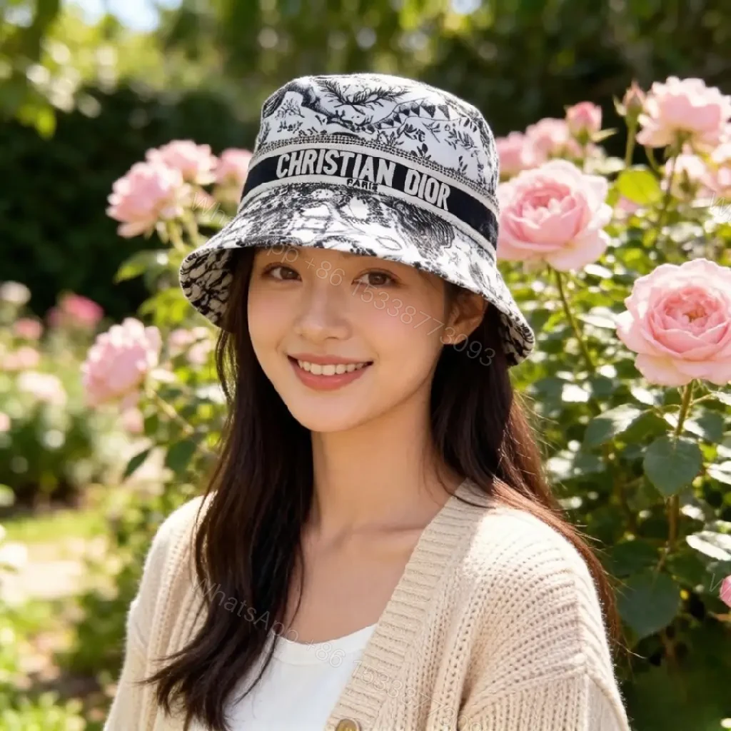 View 5 of Black & White Toile Hat - Bucket Style, Dior Band, All-Over Print