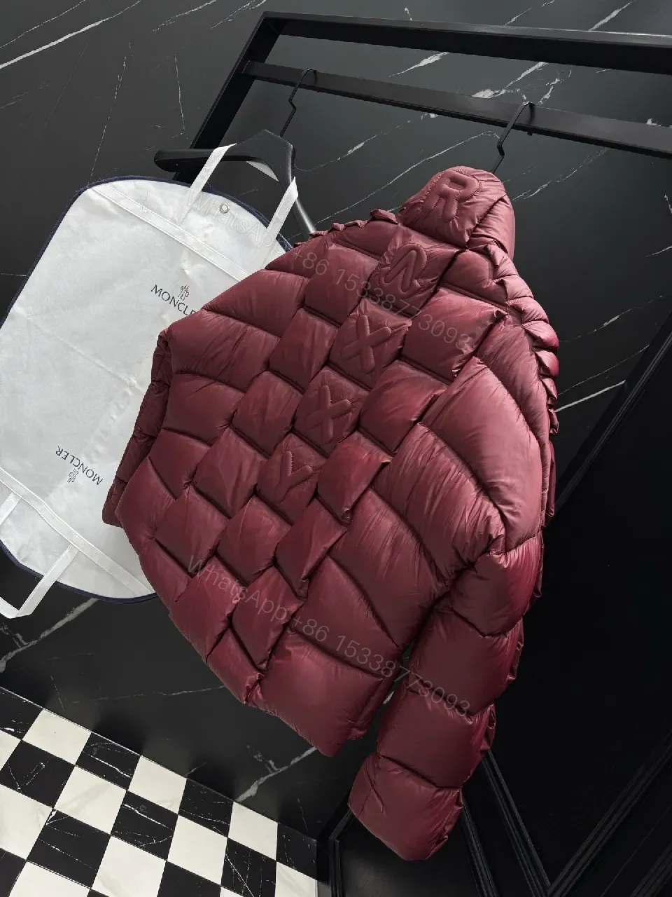 View 5 of Burgundy Quilted Puffer Jacket: Rich Texture, Warmth