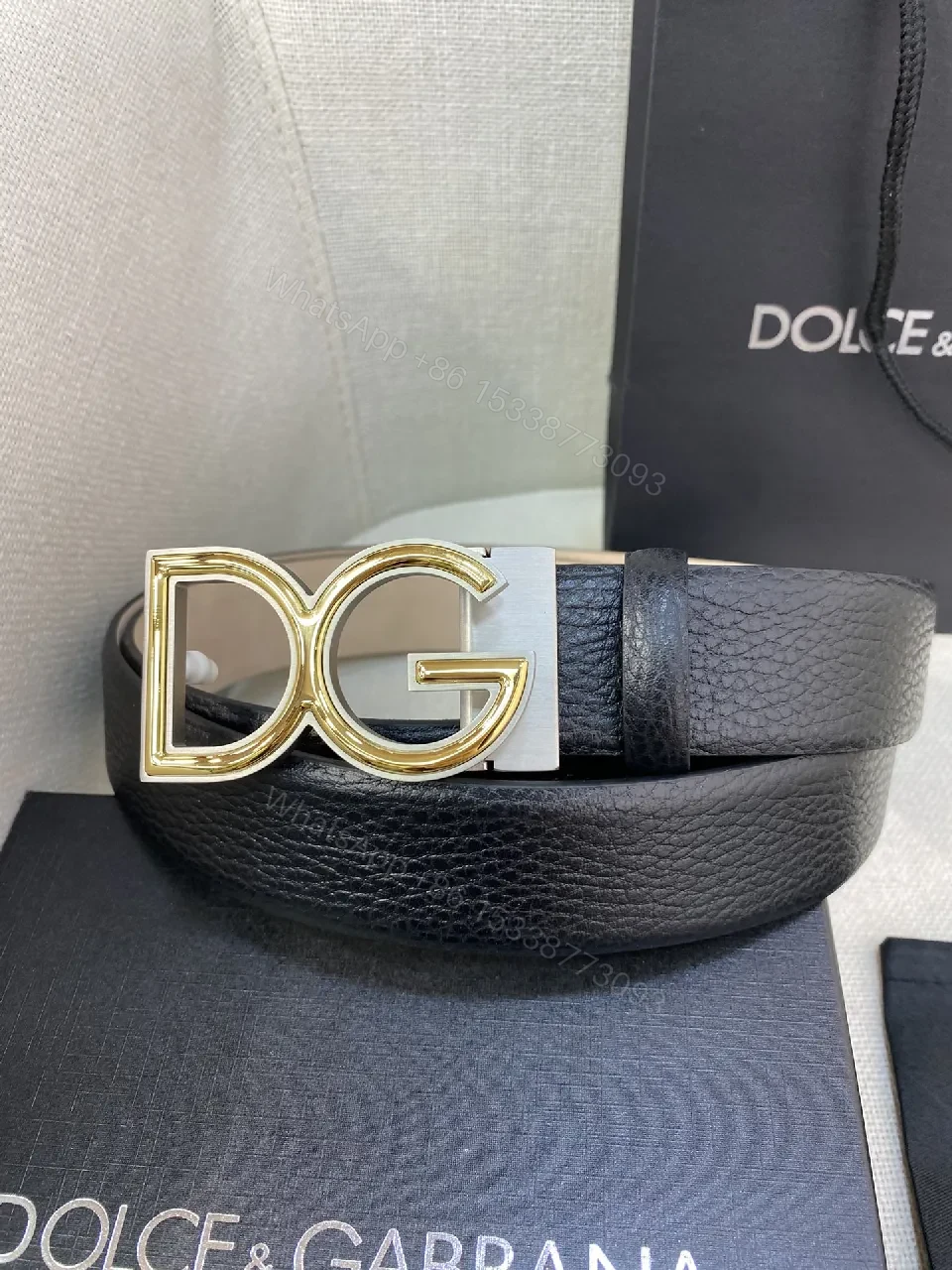 Bold Leather Belt with Gold Buckle, Full-Grain Black Leather, Luxe Minimalism — view 1